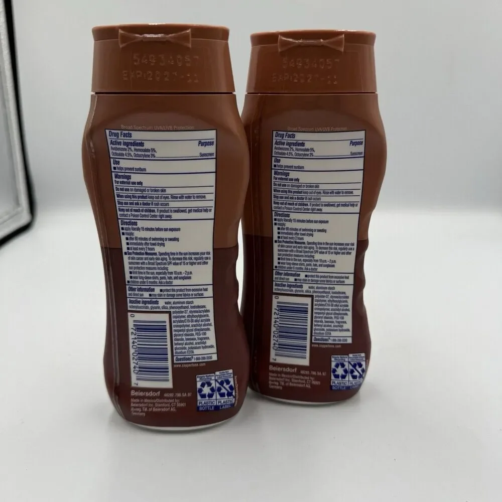 2 Coppertone Tanning Sunscreen Lotion, SPF 15 Sunscreen 8 Fl Oz Expiration 11/27